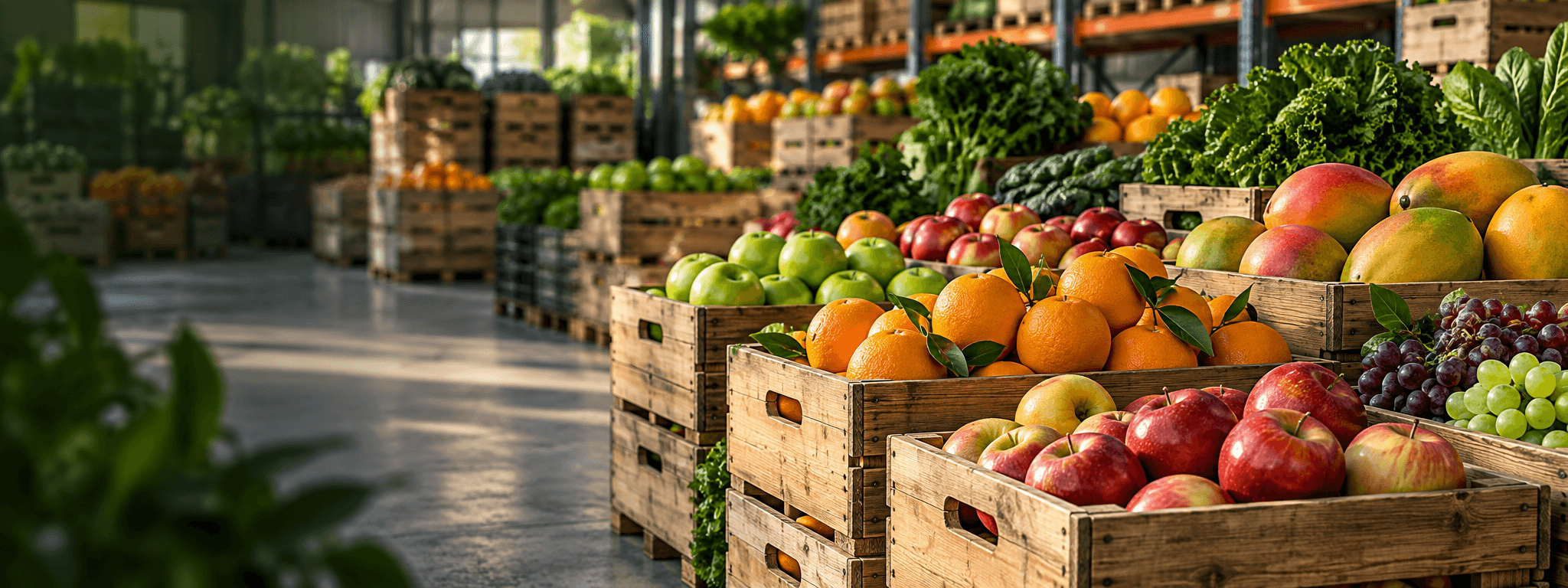 Fruit crates prepared for bulk supply